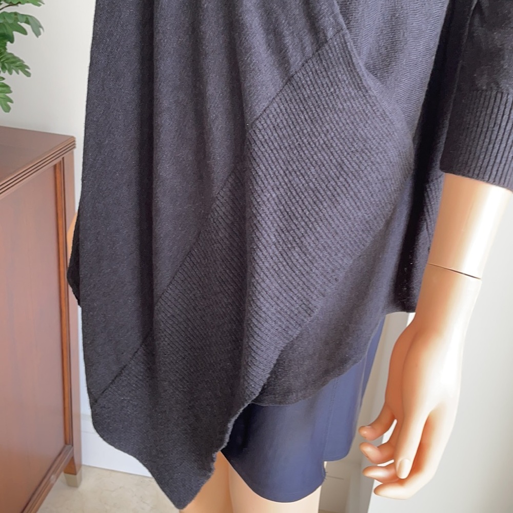 BLACK MODERN CARDIGAN WITH HOOD - Picture 2 of 5